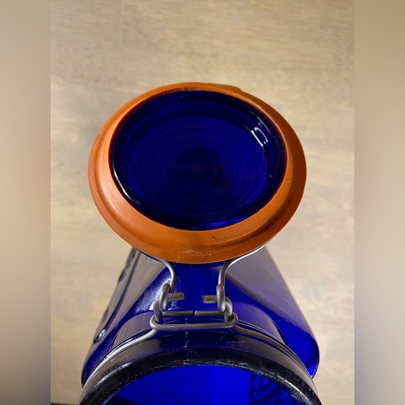 Pier 1 Italy Cobalt Blue Glass Spaghetti Jar Casadis Milano Bail Trigger Vintage - Picture 8 of 11